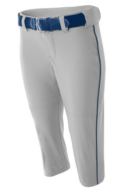 A4 Ladies Low-Rise Softball Pant with Piping and Elastic Bottom (NW6188)